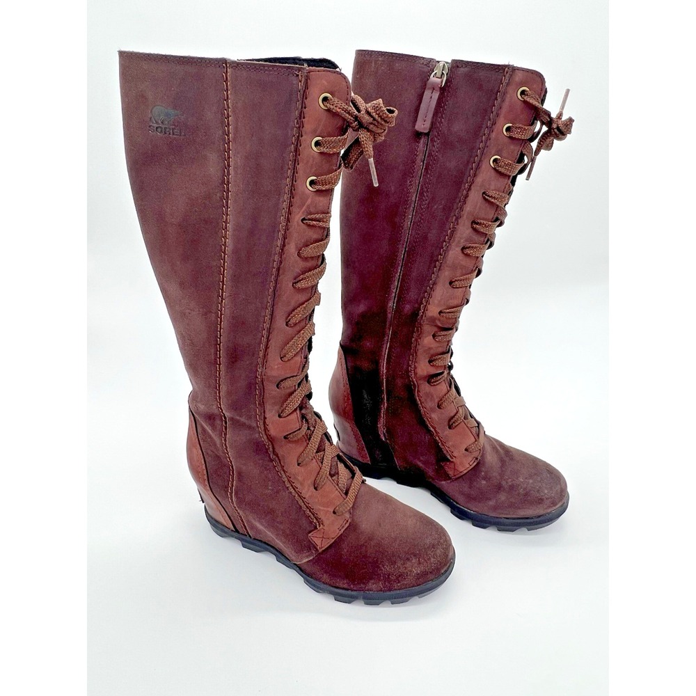 Sorel Joan of Arctic Wedge II Tall Knee Boots Womens 7.5 Brown Suede Waterproof
